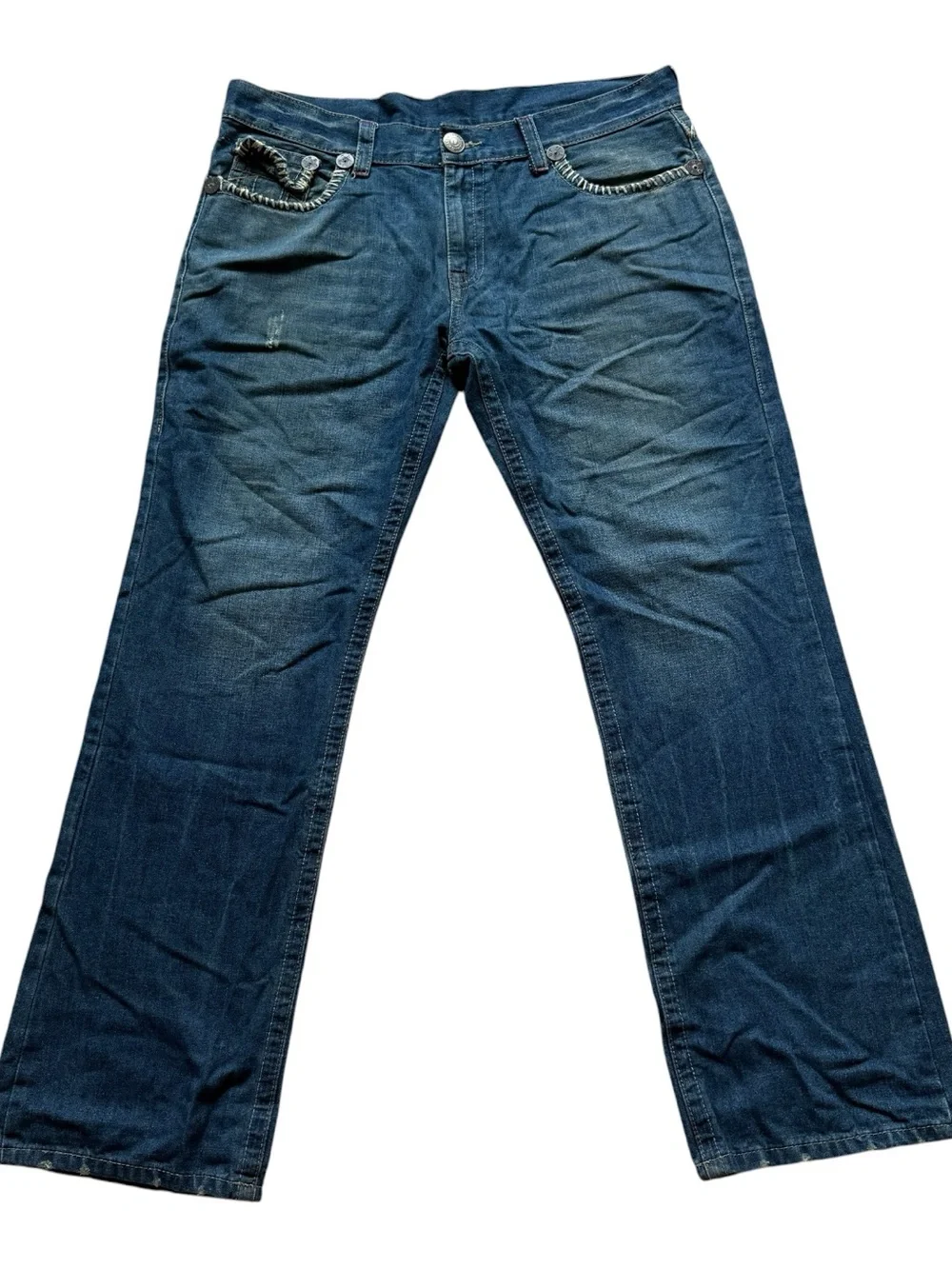 True Religion Billy Super T Jeans 38x33 Big Stitch Y2K Flap Pocket Denim Blue